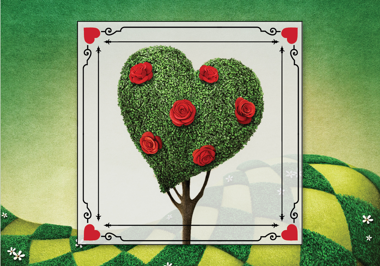 Topiary with red roses