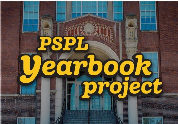 PSPL Yearbook Project w/ school building in background
