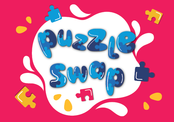 Puzzle Swap spelled out in puzzle pieces
