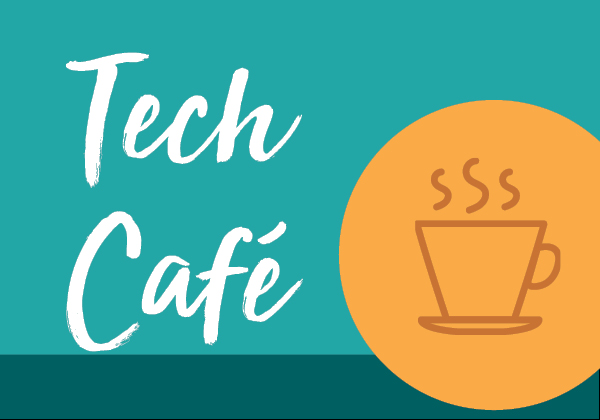 Tech Cafe logo with coffee cup