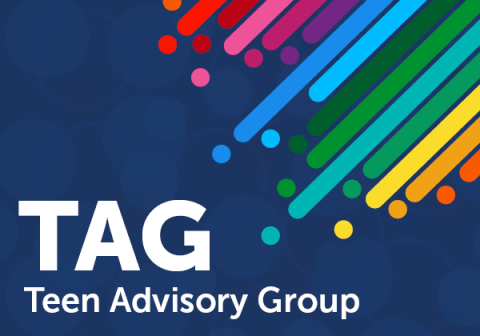 colored bars and dots with the words tag: teen advisory group on a blue background